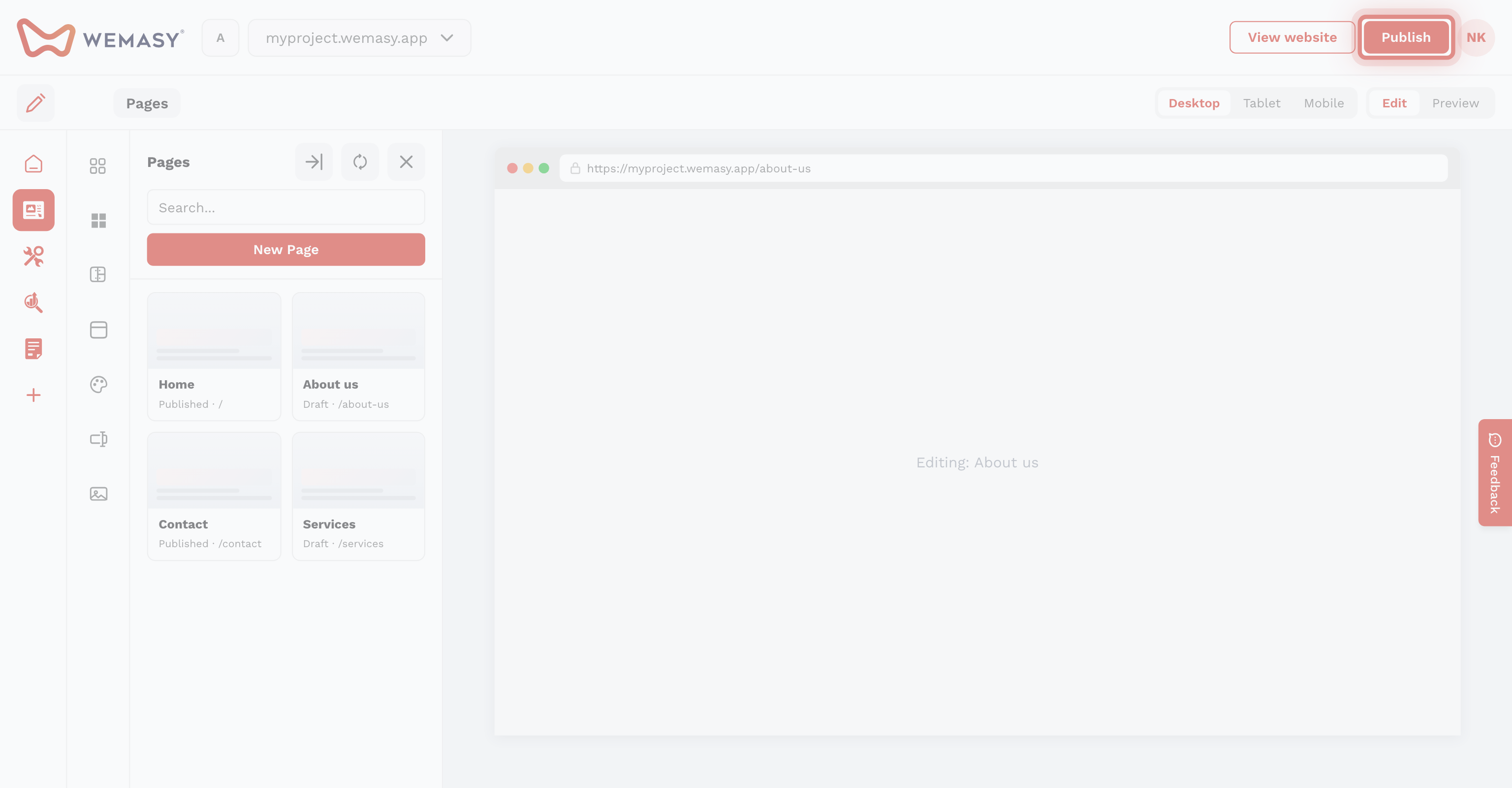 Criador de websites: criar uma estrutura