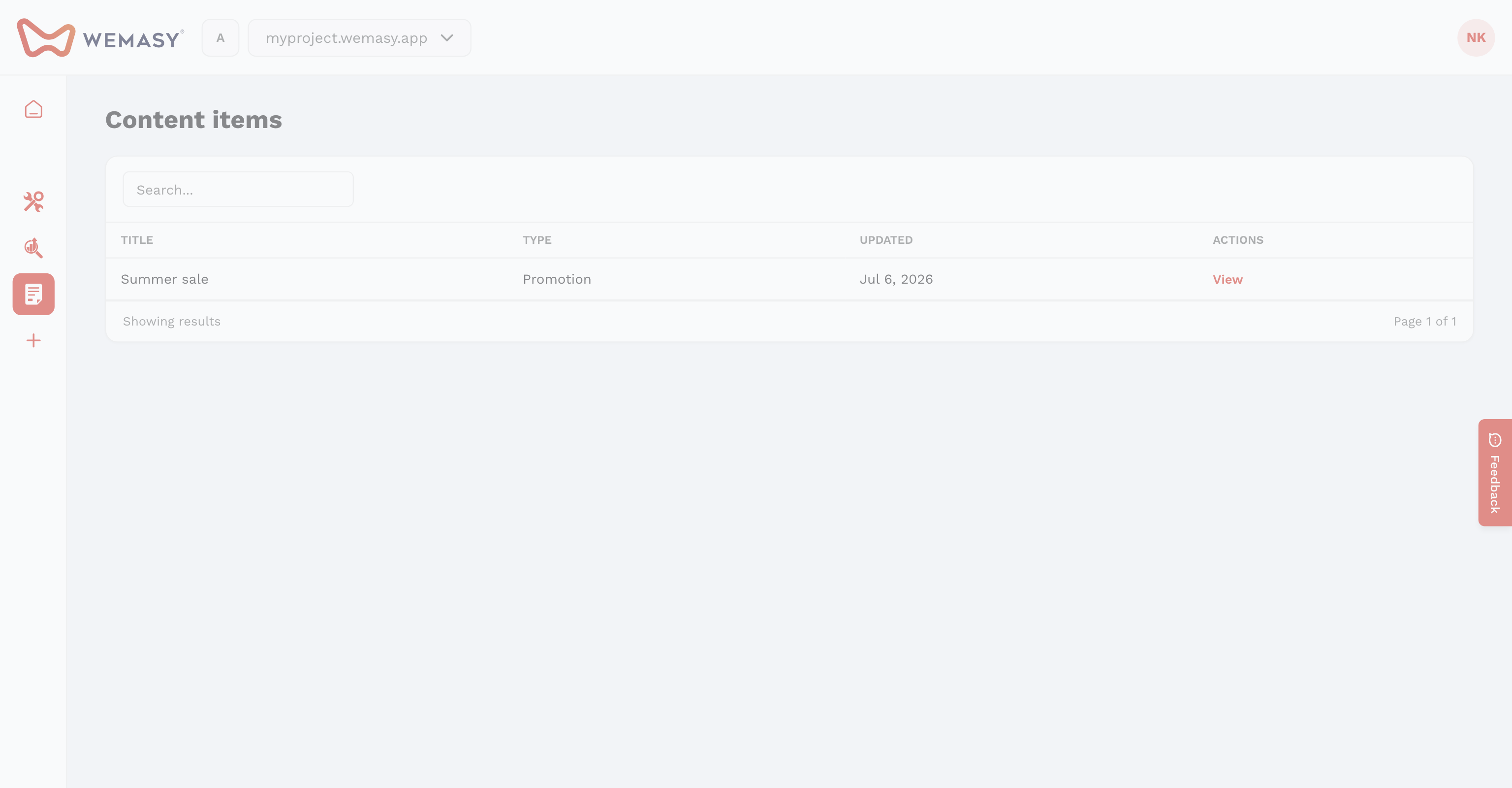 Criador de websites: abrir o importador