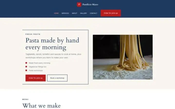 Website para loja de massa fresca