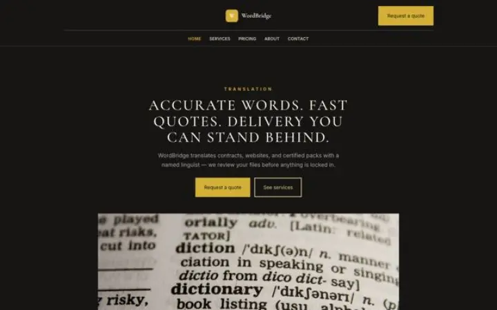 Exemplo do tema WordBridge para tradução