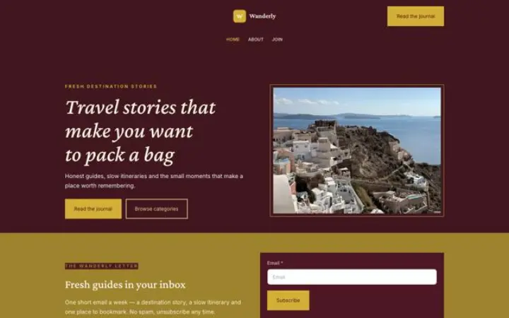 Website para viagens