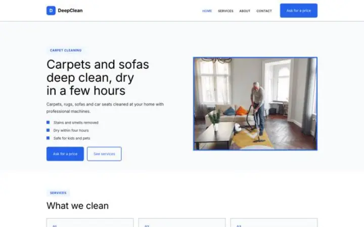 Website para limpeza de alcatifas e estofos