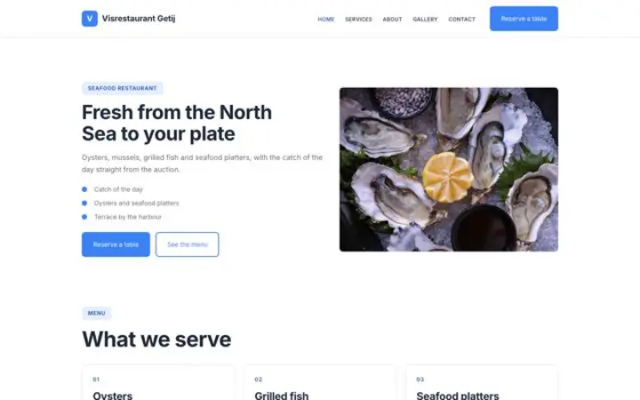 Website para restaurante de peixe e marisco