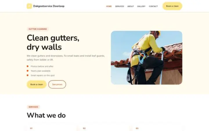 Website para limpeza de caleiras