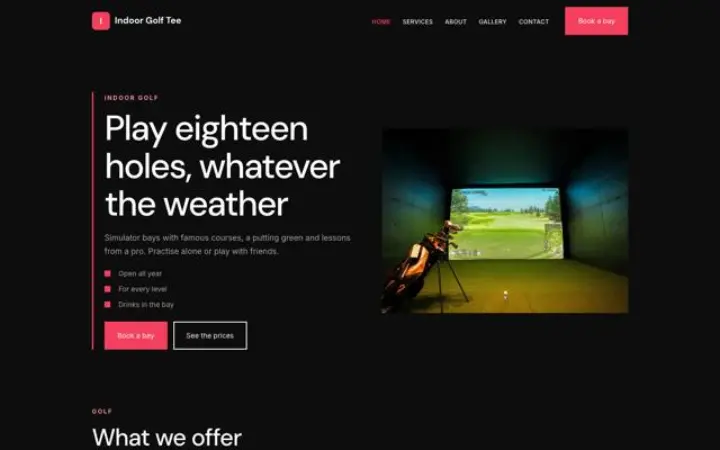 Website para simulador de golfe