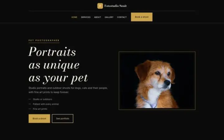 Website para fotografia de animais
