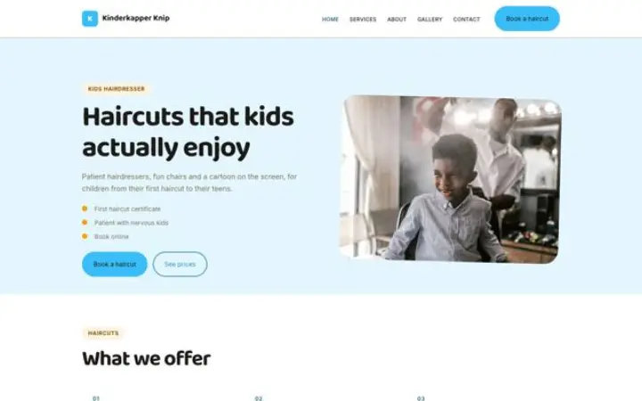 Website para cabeleireiro infantil