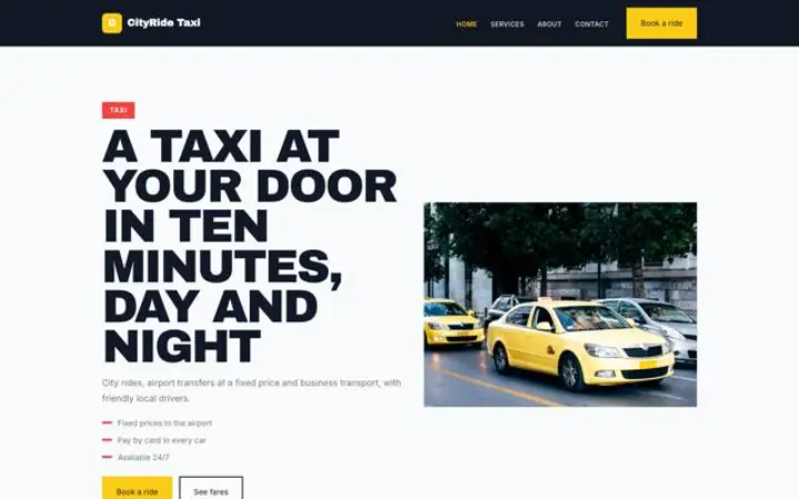 Website para empresa de táxis