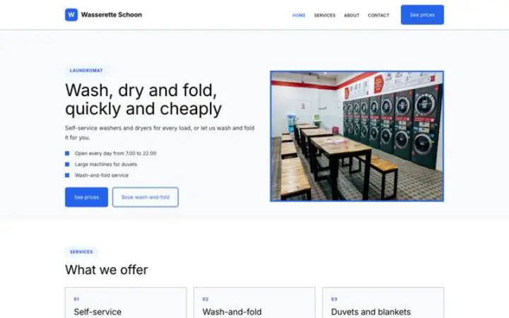 Website para lavandaria self-service