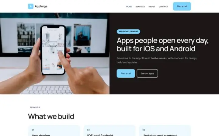 Exemplo do tema Appforge para desenvolvimento de apps