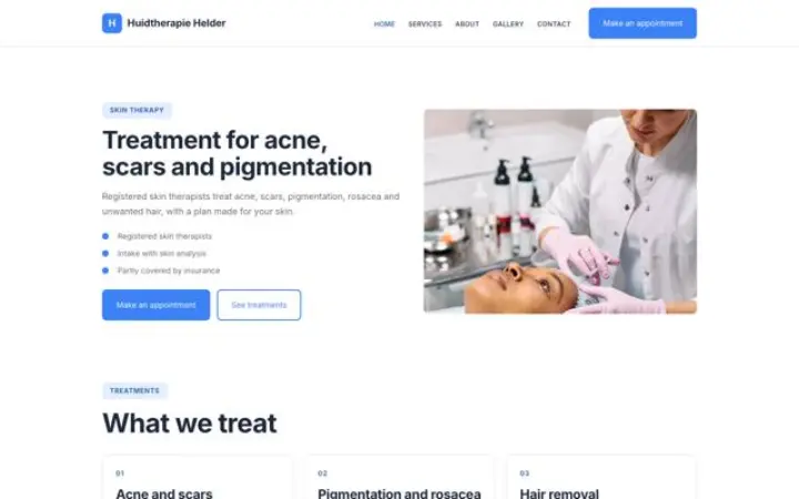 Website para terapia da pele