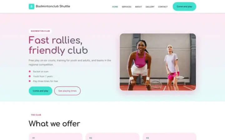 Website para clube de badminton