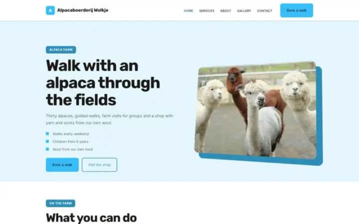 Website para quinta de alpacas