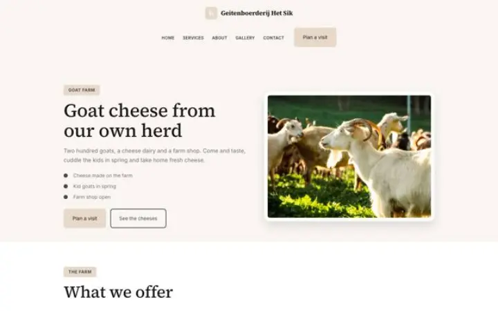 Website para quinta de cabras
