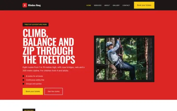 Website para parque de aventura nas árvores