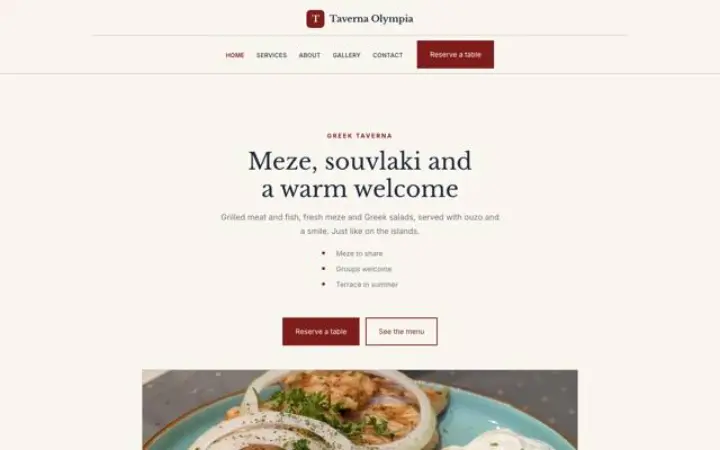 Website para restaurante grego