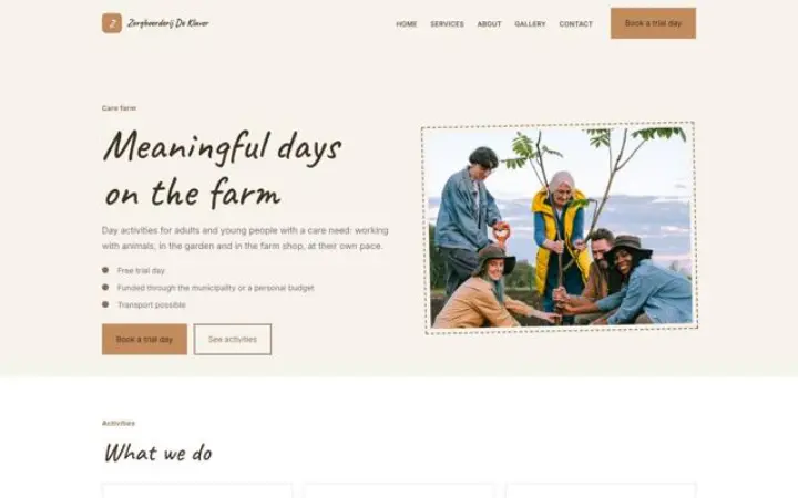 Website para quinta de cuidados