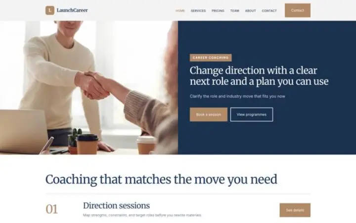 Website para coaching de carreira