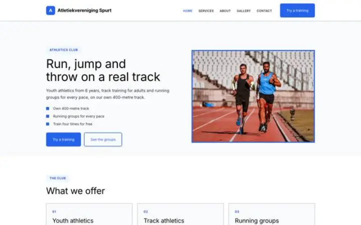 Website para clube de atletismo