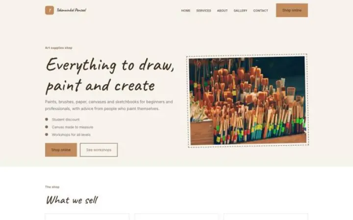 Website para loja de material de arte