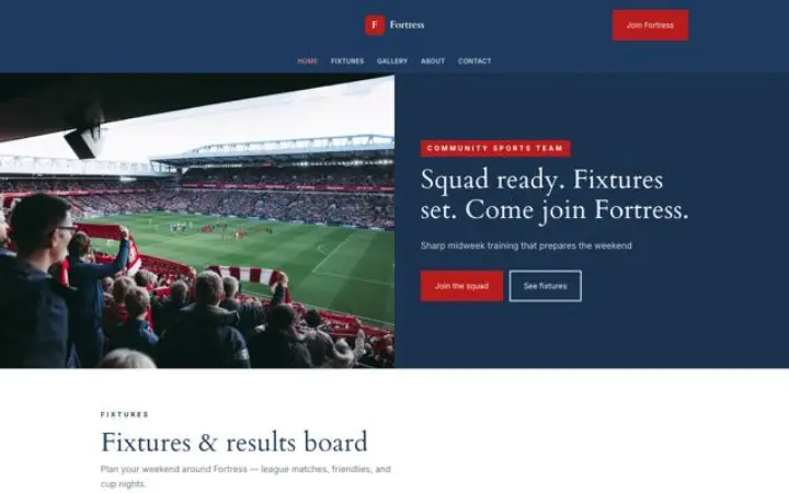 Website para equipa desportiva