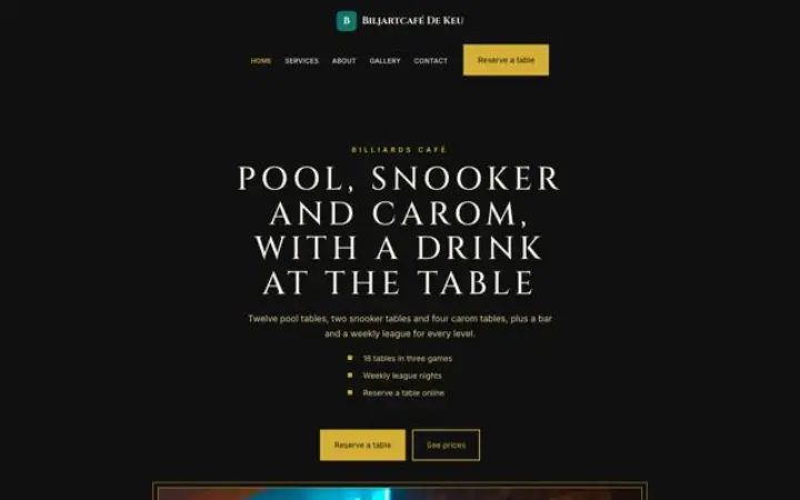 Website para café de bilhar