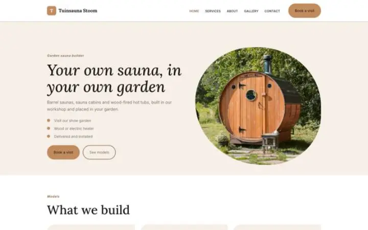 Website para saunas de jardim