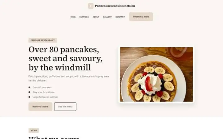 Website para casa de panquecas