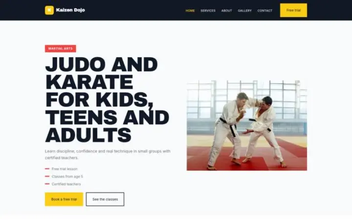 Website para escola de artes marciais