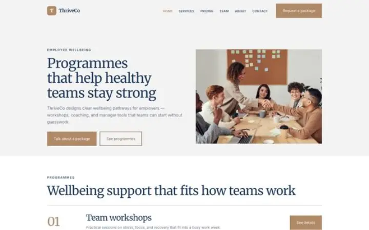 Website para bem-estar no trabalho