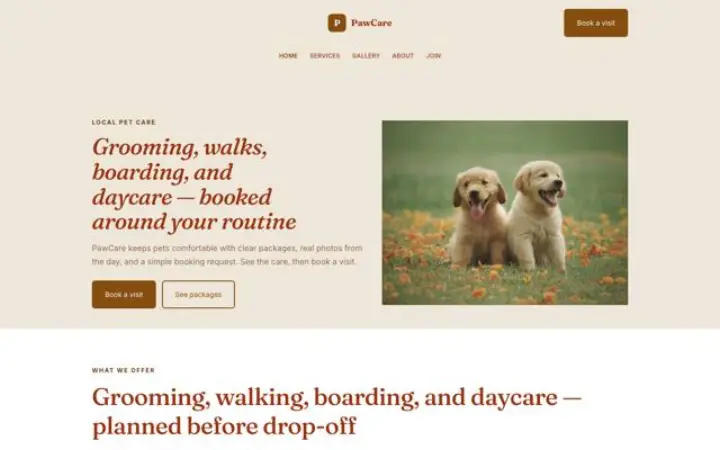 Website para cuidados para animais