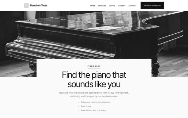 Website para loja de pianos