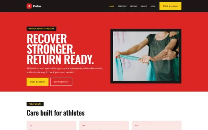 Website para terapia desportiva