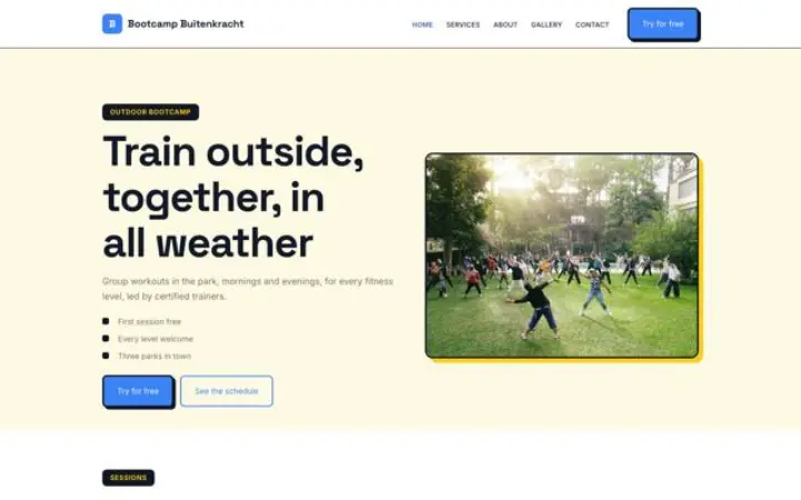 Website para bootcamp ao ar livre