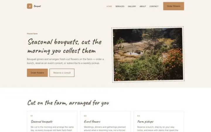 Website para quinta de flores
