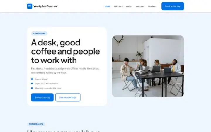 Website para espaço de coworking