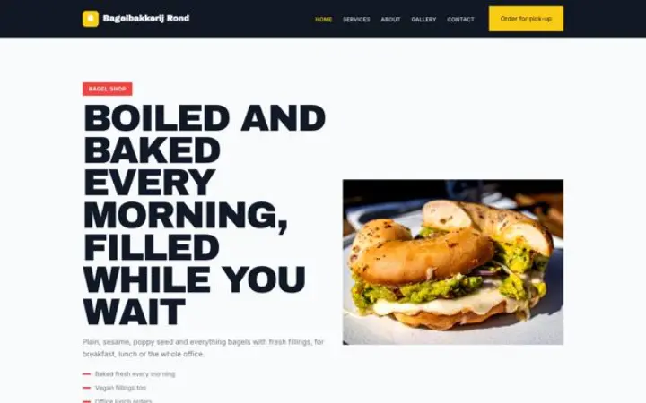 Website para casa de bagels