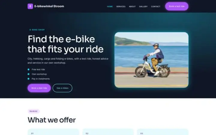 Website para loja de e-bikes