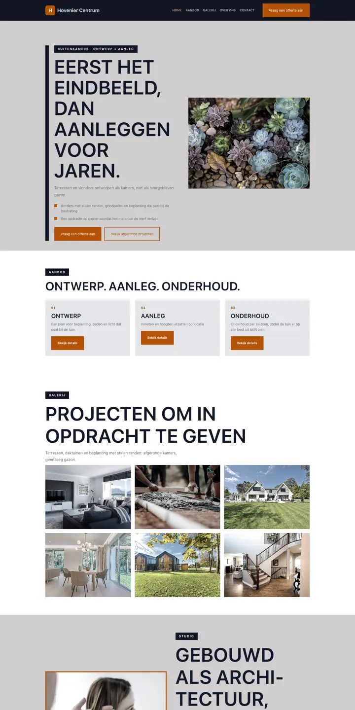 Exemplo de um website para paisagista