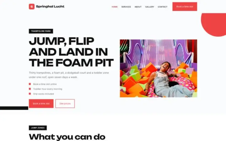 Website para parque de trampolins