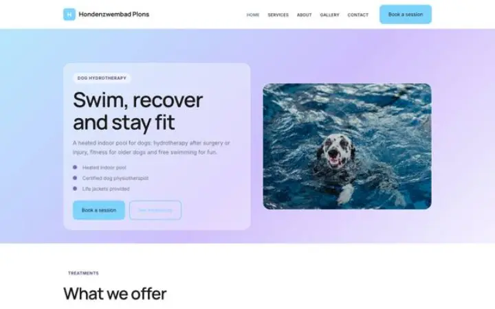 Website para hidroterapia canina