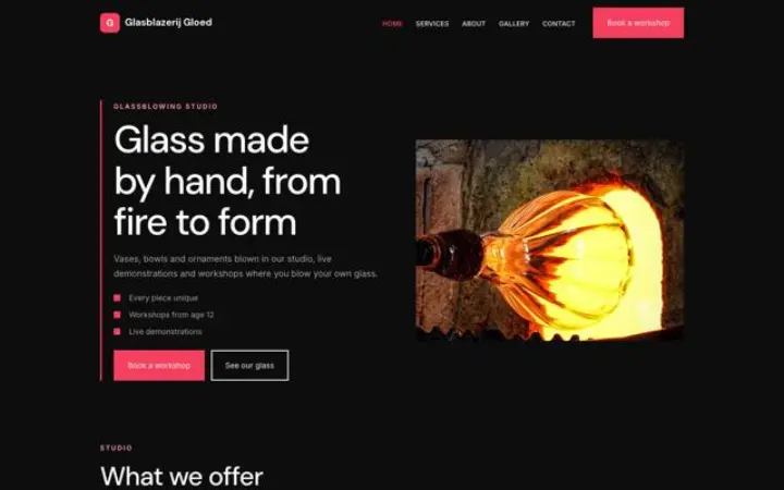 Website para sopro de vidro