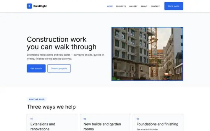 Exemplo do tema BuildRight para construção