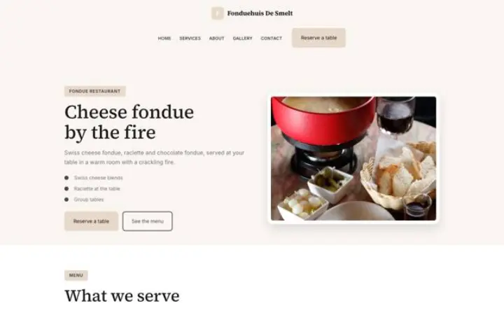 Website para restaurante de fondue
