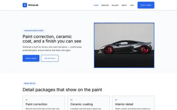 Website para detalhe automóvel