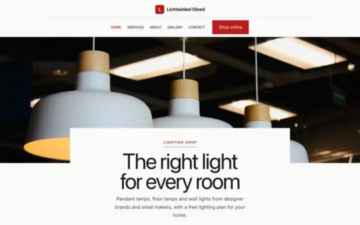 Website para loja de iluminação