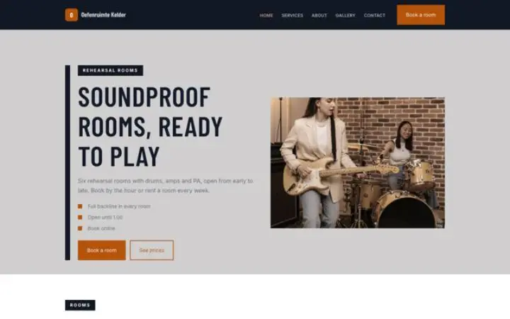 Website para salas de ensaio