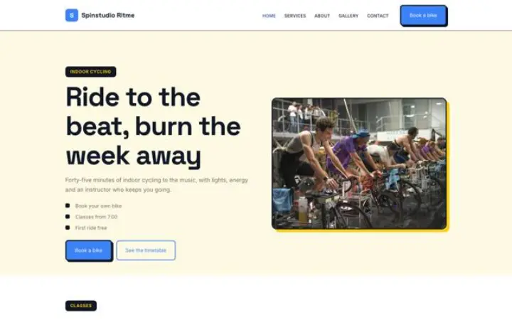 Website para estúdio de indoor cycling