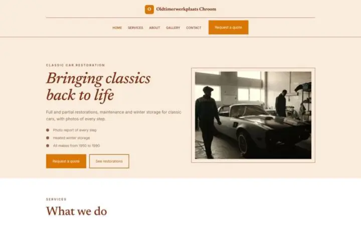 Website para restauro de clássicos