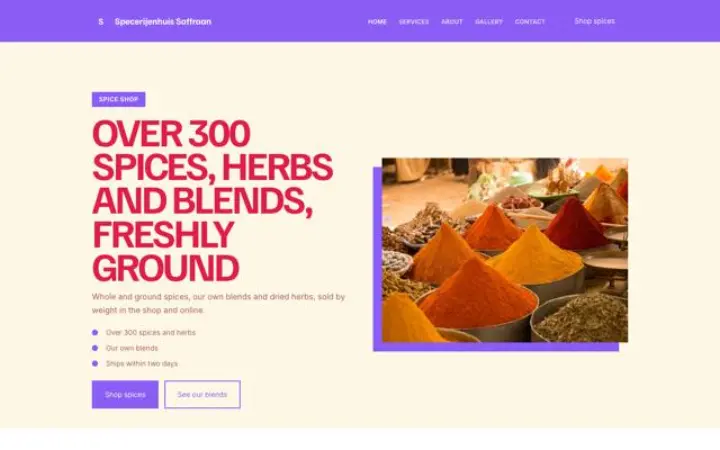 Website para loja de especiarias